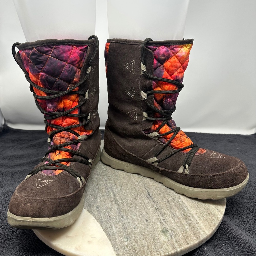 The North Face Thermoball Utility Boots Brown Suede Quilted Primaloft Womens 10